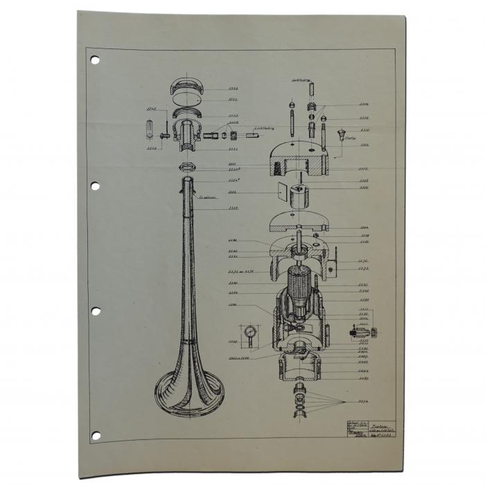 Burtone air horn exploded view 1959