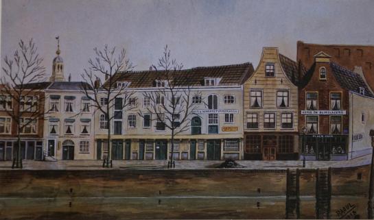Painting of the first workshop in 1922 at the Zalmhaven
